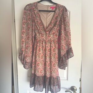 Betsey Johnson sz8 NWT FH01W50 empire waist, back tie and zipper, hippie style